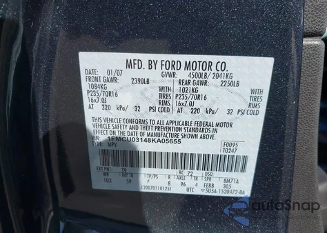 2008 Ford Escape Xlt из США, поврежденный, VIN 1FMCU03148KA05655